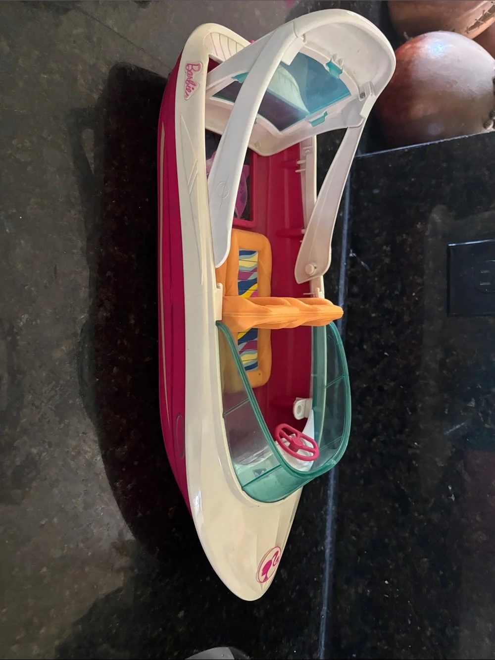 Barbie Pink, White & Teal Convertible Speedboat